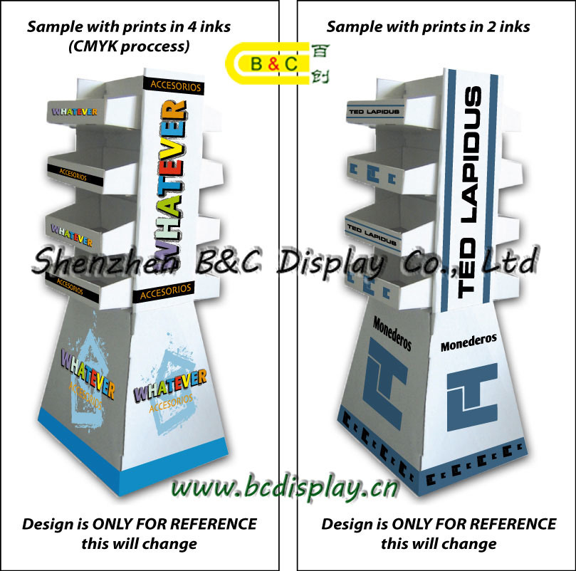 Cardboard Wallet's Display, Cardboard Floor Displays Cardboard Display Stand Withe Shelf (B&C-A051)