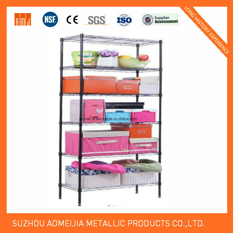 4 Layers Silver Color Metal Wire Shelving for Bedroom