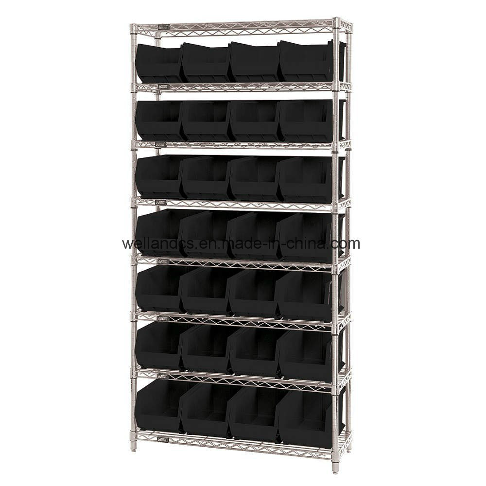 Platinum Zinc Coated 8 Tiers Knock Down Style Light Duty 120kg Steel Bin Storage Rack Shelving System in Warehouse