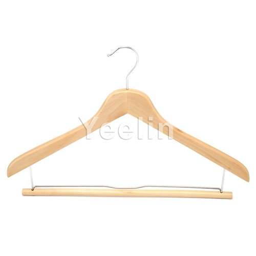 Wood Clothes Hanger with Pant-Locking Bar (YW200-0113-HD)