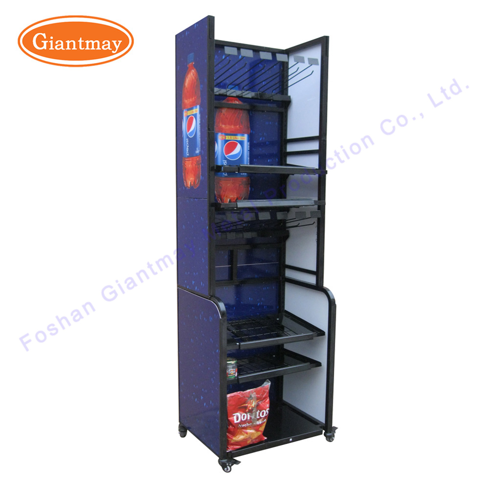 Supermarket Floor Standing Hanging Metal Bottled Soft Beverage Drink Storage Display Rack