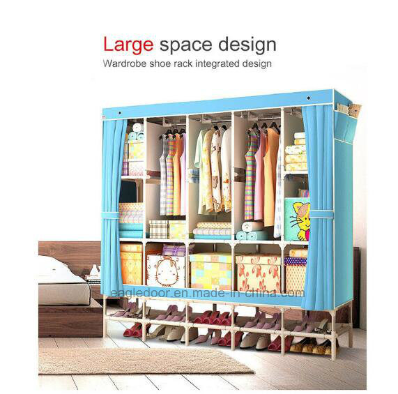 Modern Simple Wardrobe Household Fabric Folding Cloth Ward Storage Assembly King Size Reinforcement Combination Simple Wardrobe (FW-57)