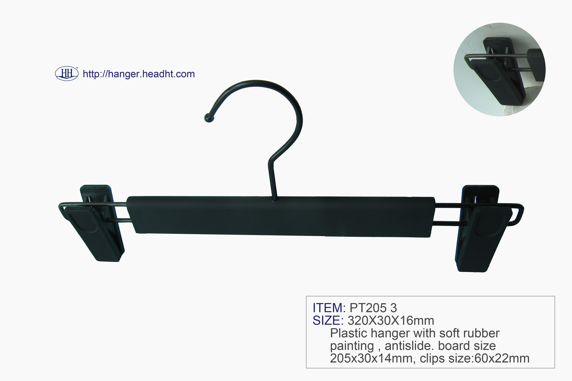 Practical Plastic Hanger with Rubber Painting, Antislip Plastic Hanger