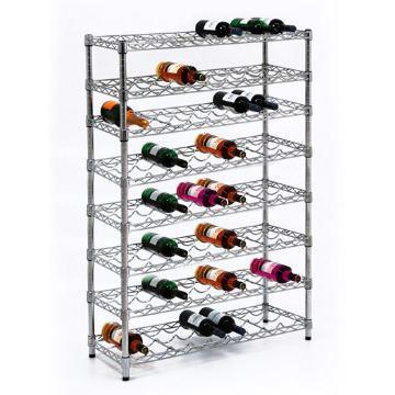 Adjustable 8 Tiers Steel Chrome Flat Wine Rack (WR184872A8C)