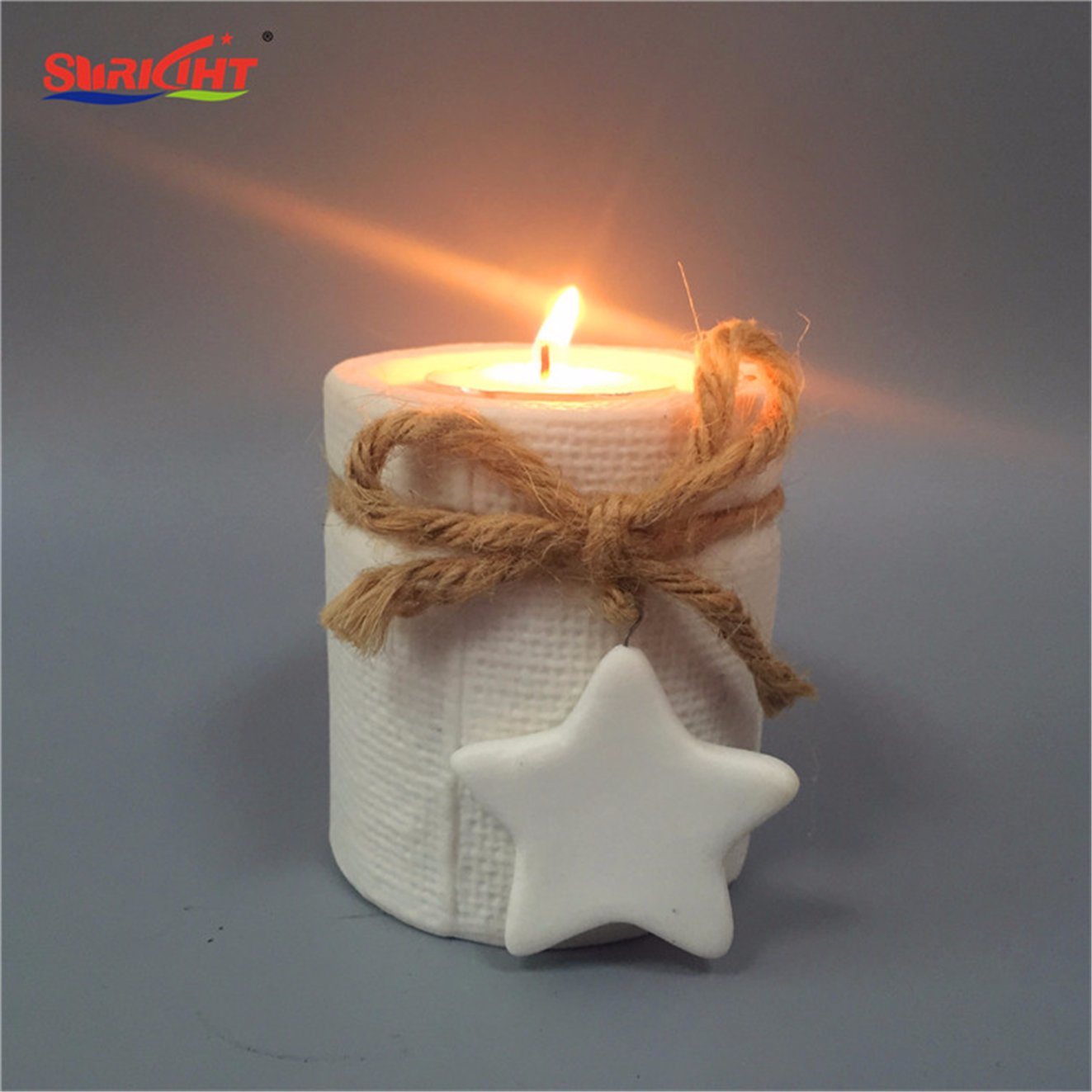 White Ceramic Pottery Knitted Candle Holder for Tealight