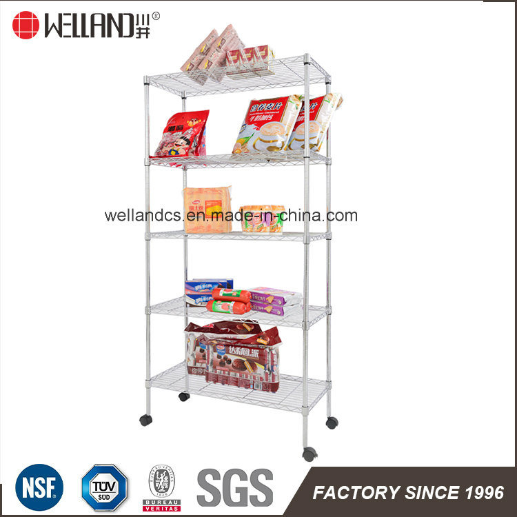 Trade Assurance High Quality 5 Tiers Chrome Plated Household Storage Metal Wire Rack Company