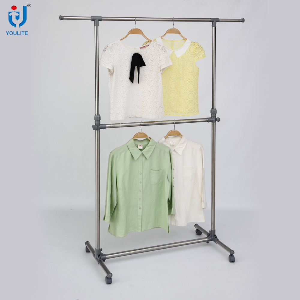 Extendable Garment Rack Stainless Steel Double Layer Telescopic Clothes Hanger