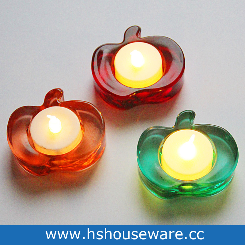 Apple Style Glass Tealight Glass Holder