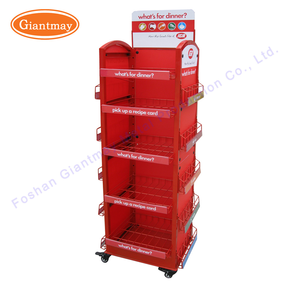 Hot Sale Floor Standing Supermarket Store Exhibition Metal Potato Chip Bread Display Rack