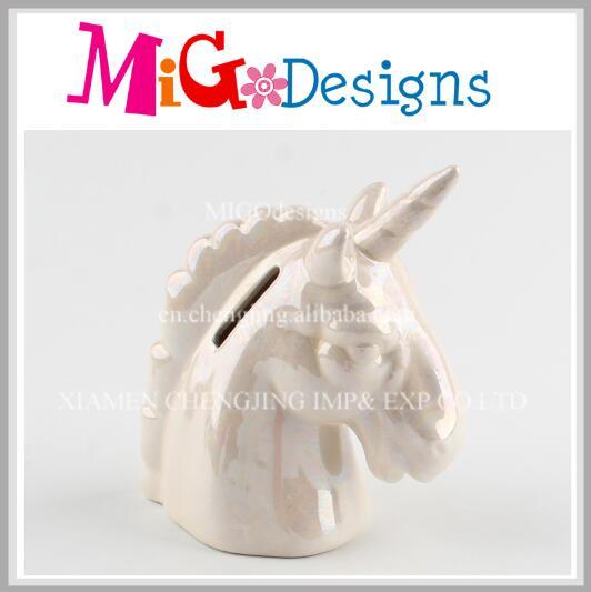 OEM Unicorn Shape Ceramic Customed Piggy Banks