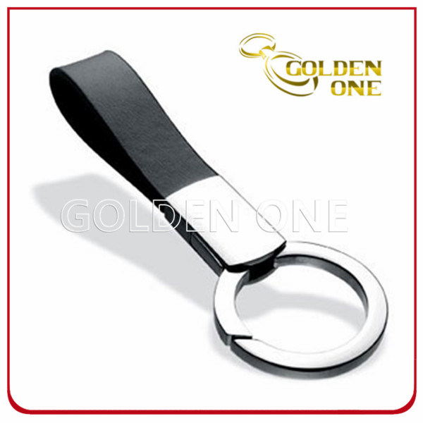 High Quality Promotional Black Color PU Leather Keyring