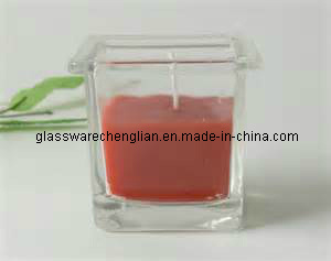 Machine-Made Square Glass Candle Holder (ZT-14)