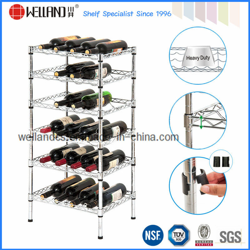 NSF Adjustable DIY Chrome Metal Wine Bottle Display Shelf Rack