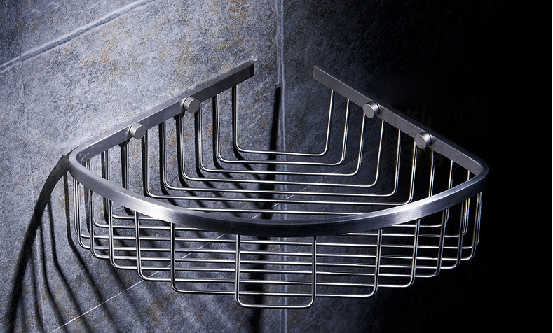 Wall Mounted Inox Stainless Steel Bathroom Corner Basket Bathroom Shelf