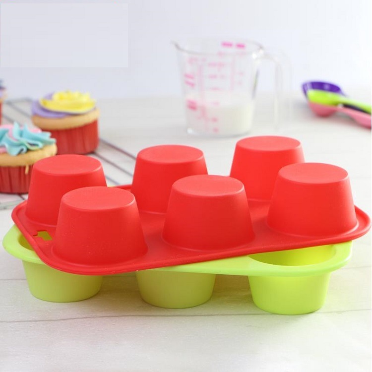 High Quality Silicone Non-Stick 6 Round Cup Muffin Pan Cup Cake Mould