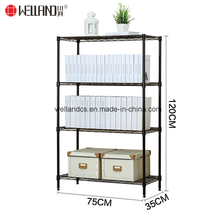 Multifunction 4 Tiers Adjustable Home Office Book Magazine Storage Steel Wire Shelving Rack