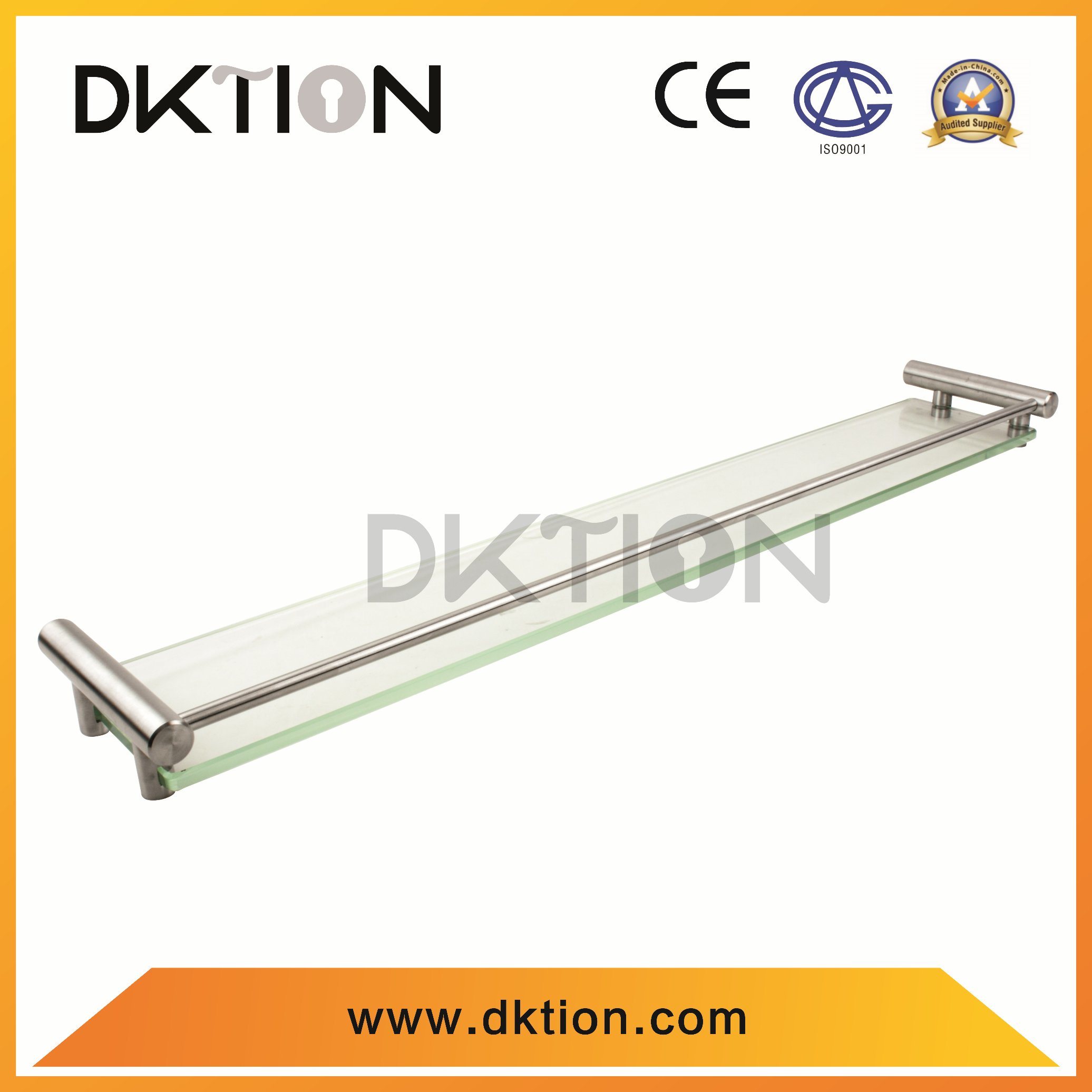 BK012 Simple Wall Mounted Stainless Steel Glass Shelf