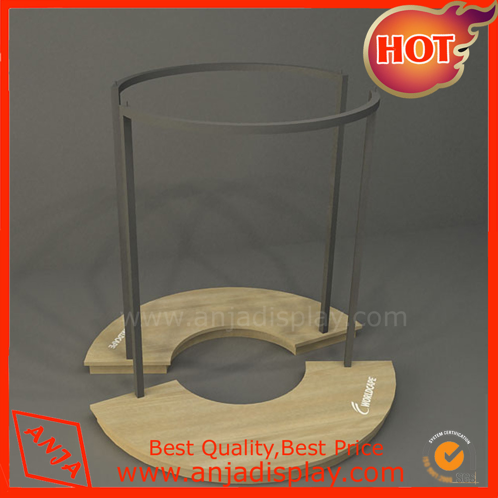 Metal Clothing Display Racks with Wooden Base