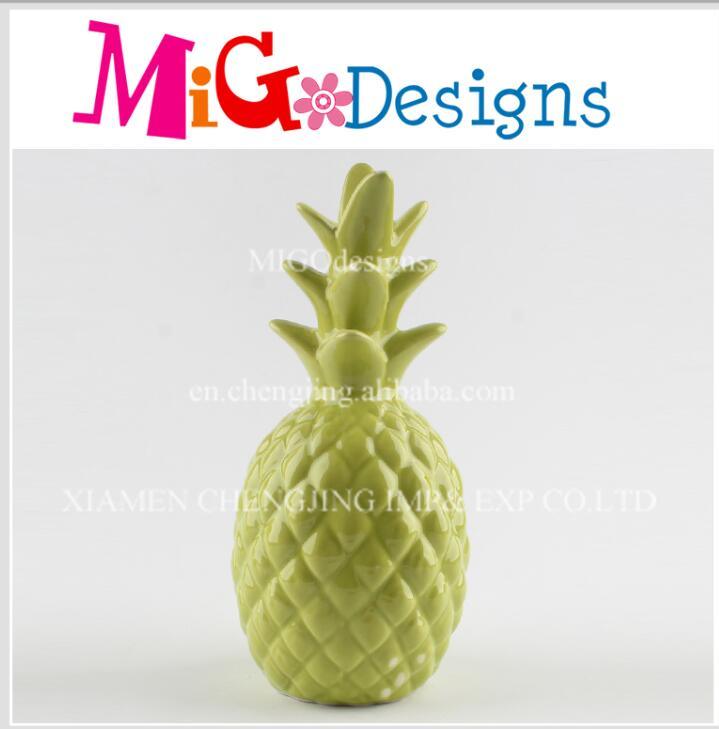 Green Ceramic Lovely Decoration Pineapple Shaped Money Bank