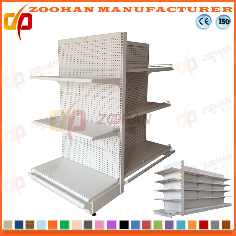 Factory Customized Supermarket Pegboard Iron Gondola Display Shelving (Zhs297)