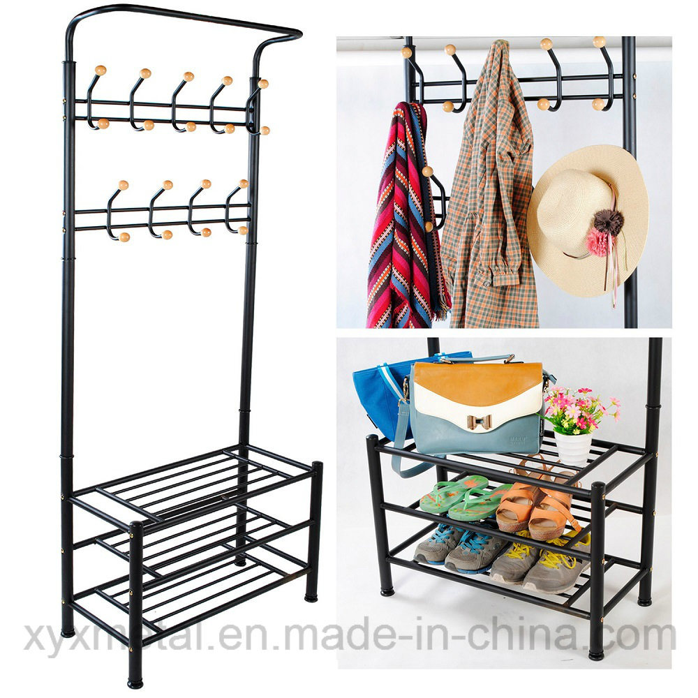 Metal Shoe Rack Bag Clothes Garment Hanger Coat Rack