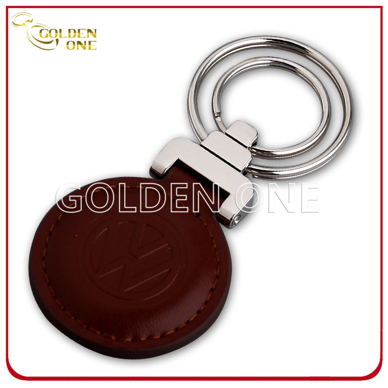 Promotion Superior Quality Round Shape Hot Stamped Leather Key Ring