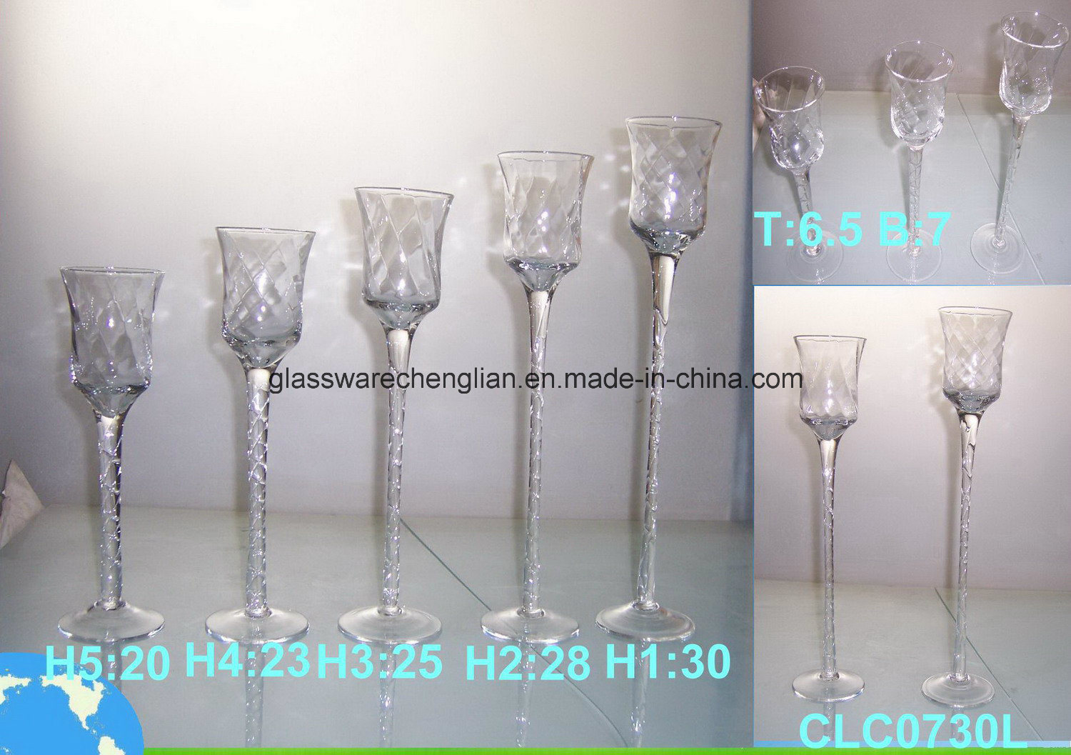 Clear Hand Made Glass Candle Holder (CLC0730)