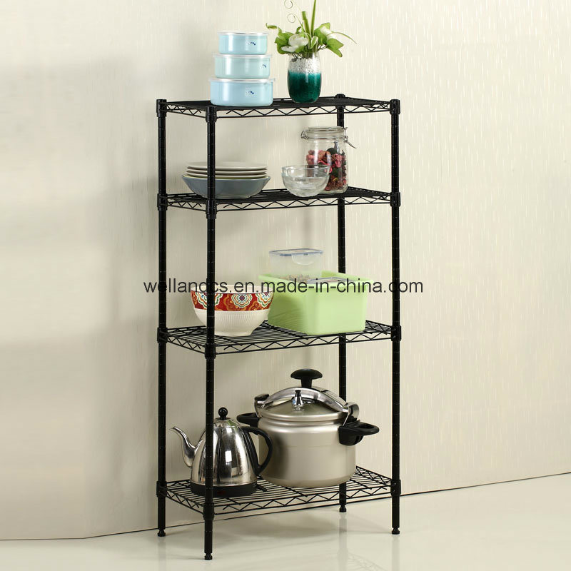 NSF Approval 4 Tiers Sundries Storage Shelving Metal Kitchen Wire Rack From Shelf Factory