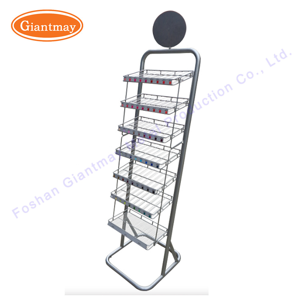 Durable Metal Floor Standing Basket Display Shelving for Nail Polish