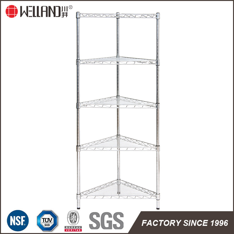 Knock Down Style 5 Tiers Metal Chrome Bathroom Corner Wire Rack