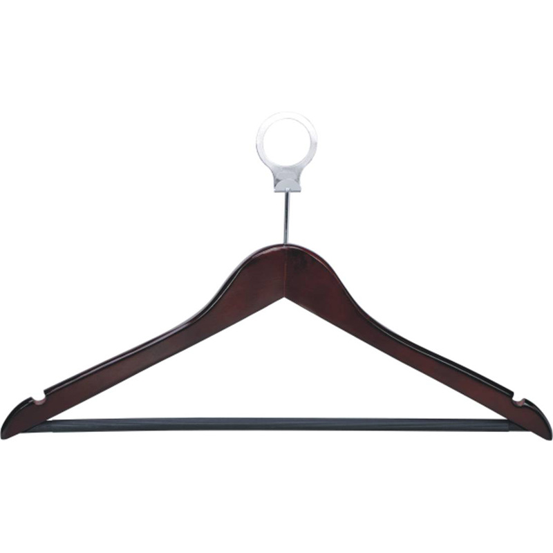 Mahogany Anti-Theft Silver Ring Wooden Hanger