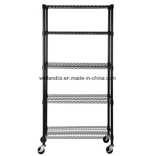 Black 4 Tier 800lbs Wire Metal Shelving Adjustable Steel Commercial Shelf Rack