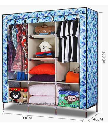 Modern Simple Wardrobe Household Fabric Folding Cloth Ward Storage Assembly King Size Reinforcement Combination Simple Wardrobe (FW-59B)