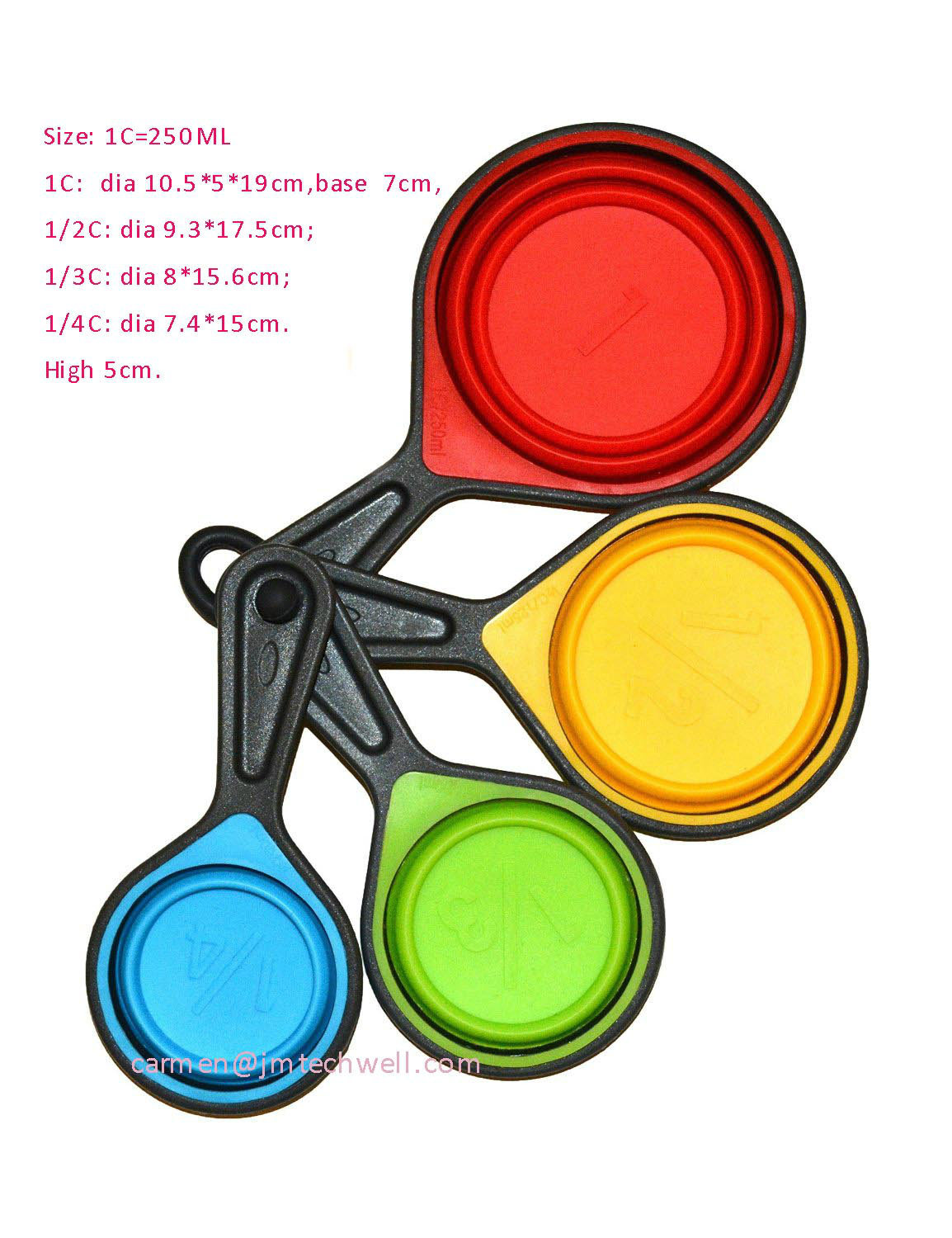 Us and Europe Hot Sell Silicone Kitchenware Collapsible Measuring Cups