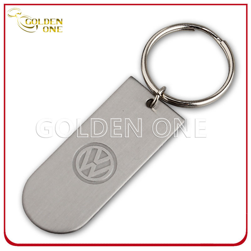 Promotion Brushed Stainless Iron Keychain with Custom Logo