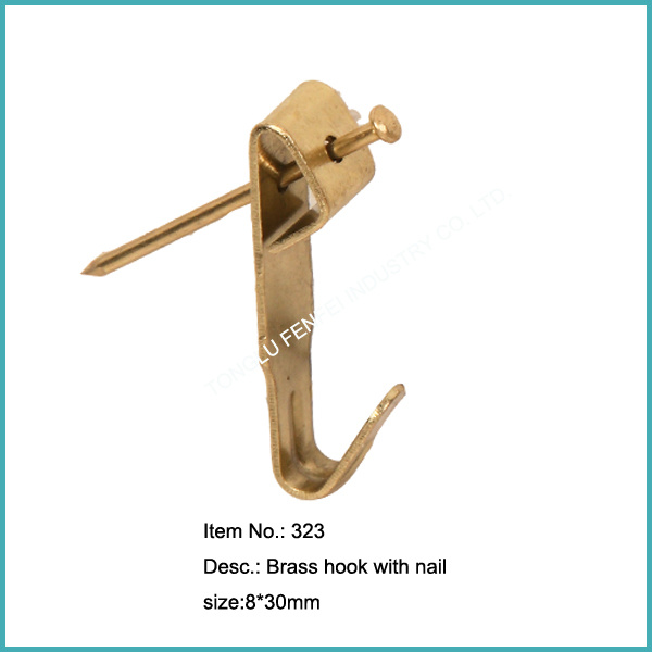 30lb Quality Brass Plated Picture Hook with Nail