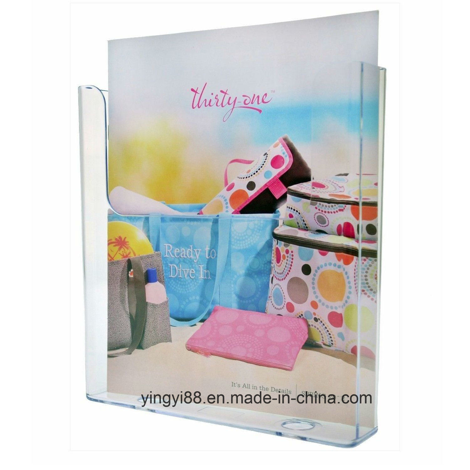 Clear Acrylic Wall-Mount Slatwall Brochure Holder for 8.5