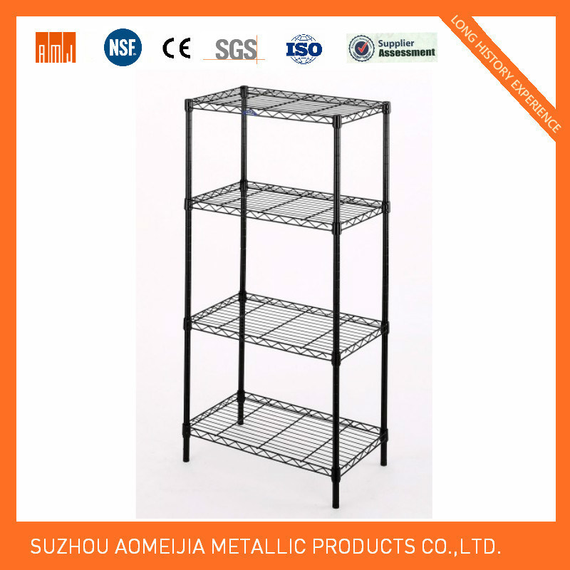 Ce ISO SGS Approved 4 Tier Black Heavy Duty Wire Display Rack