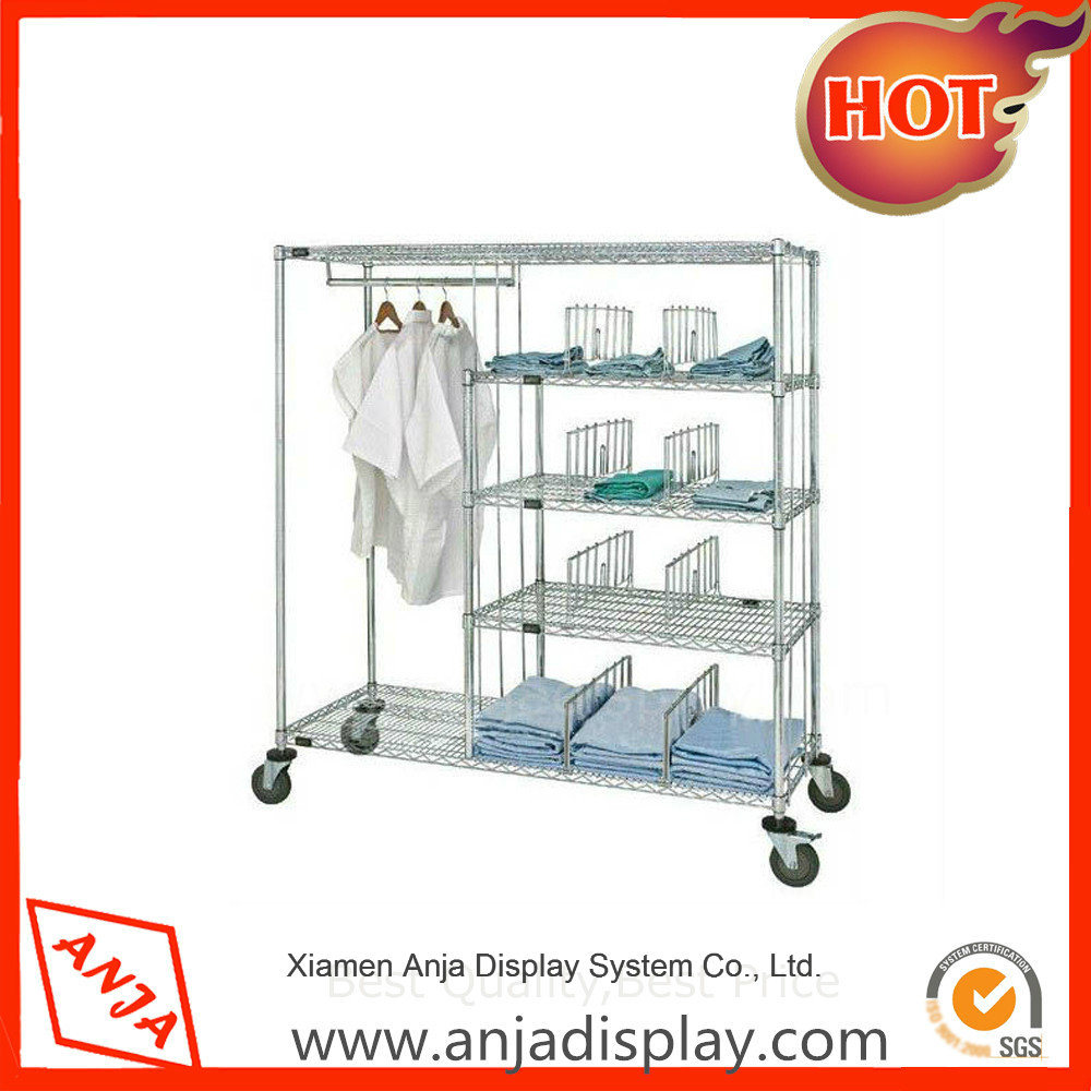 Metal Garment Rail with Wheels