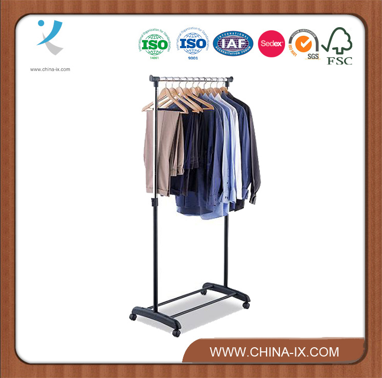 Portable Rolling Garment Rack Single Rail for Supermarket