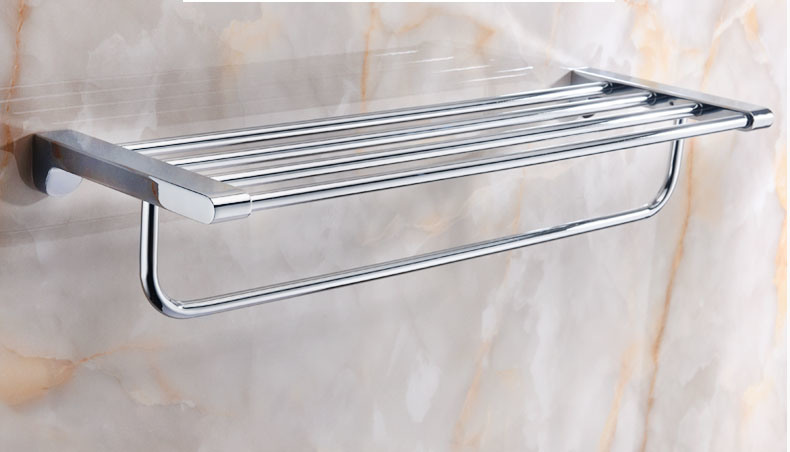 Wall Mounted Zinc Alloy Bathroom Towel Shelf Chrome Finish 61804