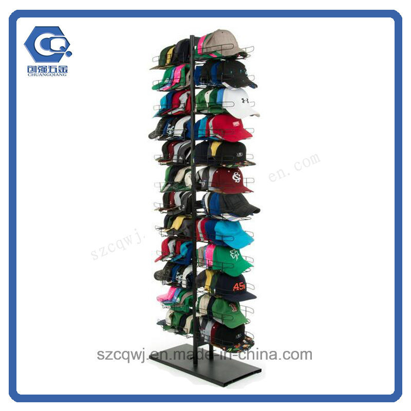 Customized Floor-Standing 24 Pockets Metal Cap Display Rack