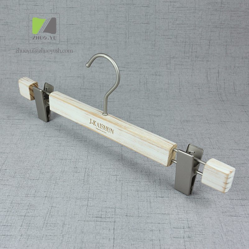 Water-Washed White Pine Wood Skirt Hanger for High-End Clothing Brand