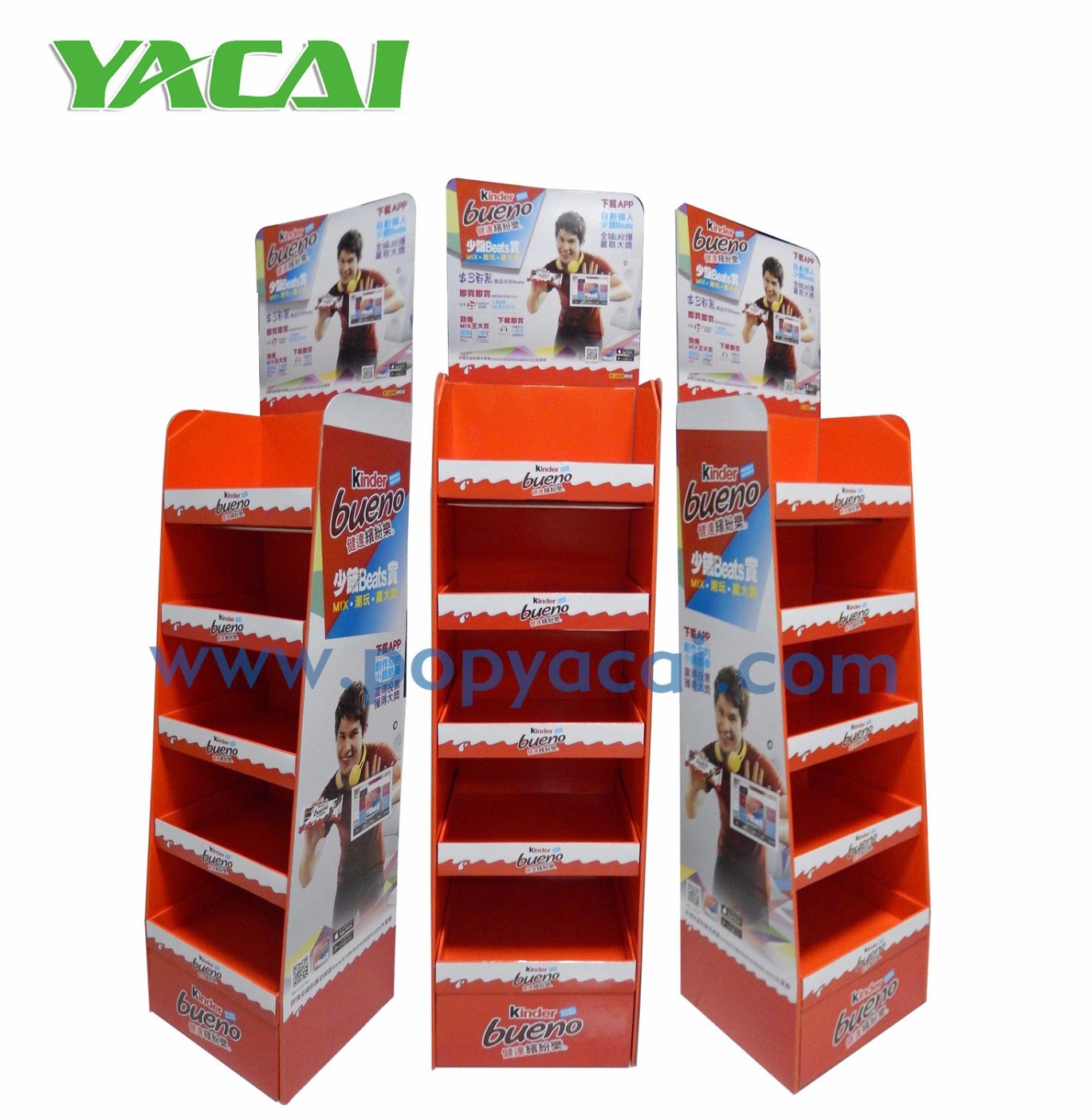 Custom Kinder Chocolate Floor Kiosk Paperboard Display, Cardboard Display Racks