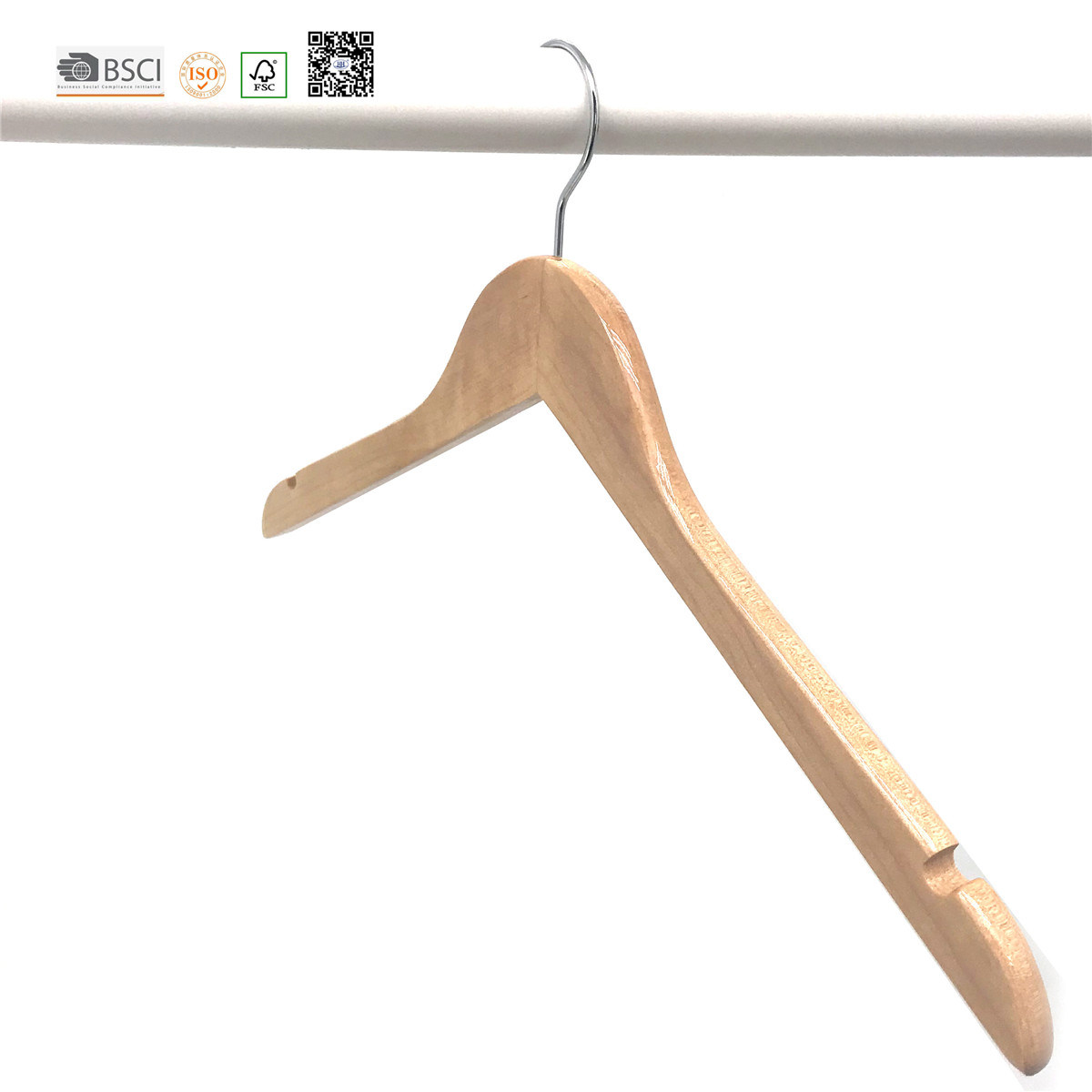 Hh Black Customer Logo Wooden Clothes Hanger