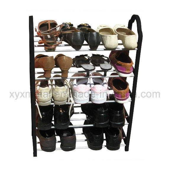 5 Tiers Steel Pipe and PP Frame Metal Shoe Rack