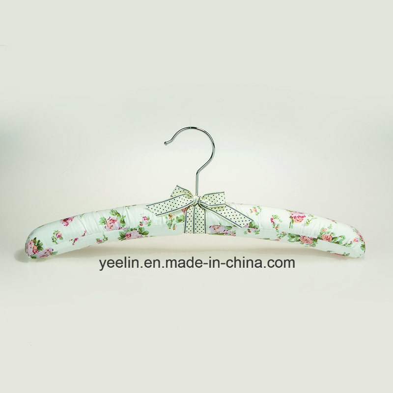 Satin Padded Clothes Hangers Flower Printed Clothes Hangers (YL-yf03)