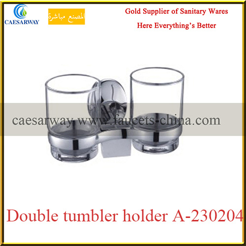 Sanitary Ware Bathroom Accessories Stainless Steel Double Tumbler Holder