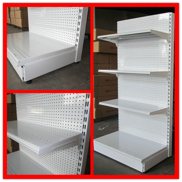 Single Side Perforated Steel Supermarket Shelf