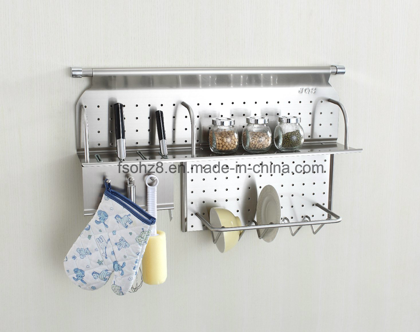 Stainless Steel Kitchen Rack Knife and Dish with Hooks (343)